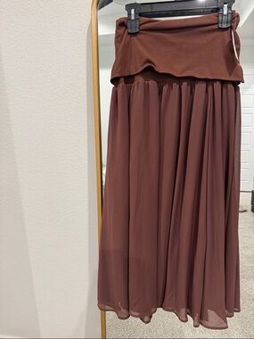 Anthropologie Women’s Brown Flowing Maxi Skirt
